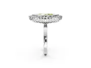 Halo Engagement Ring Setting for Fancy Yellow Marquise Center with Milgrain Bezel Rim, Plain Band and Prong Head in White Gold