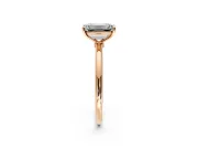 Solitaire Engagement Ring Setting for Emerald Cut Center with Straight Thin Band and Prong Head in Rose Gold