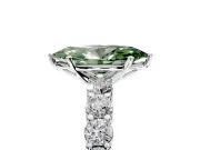 Shared-Prong Engagement Ring Setting for Fancy Green Marquise Center with Graduated Accents and Prong Head in Platinum