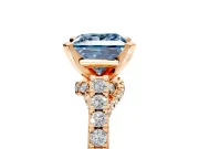 Solitaire Engagement Ring Setting for Fancy Blue Princess Cut Center with Crossover Accents and Prong Head in Rose Gold