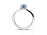 Hidden Halo Engagement Ring Setting for Fancy Blue Oval Center with Wide Flat Plain Band and Prong Head in Sterling Silver
