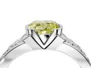 Bezel Engagement Ring Setting for Fancy Yellow Cushion Cut Center with Wide Channel-Set Band and Bezel Head in Platinum