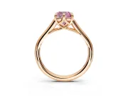 Solitaire Engagement Ring Setting for Fancy Pink Cushion Cut Center with Cathedral Band and Prong Head in Rose Gold