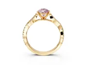Solitaire Engagement Ring Setting for Fancy Pink Pear-Shaped Center with Twisted Pave Split Shank and Prong Head in Yellow Gold