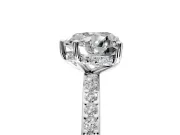 Solitaire Engagement Ring Setting for Heart-Shaped Center with Fine Pave Band and Prong Head in Sterling Silver