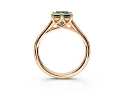 Solitaire Engagement Ring Setting for Fancy Green Princess Cut Center with Cathedral Band and Prong Head in Rose Gold
