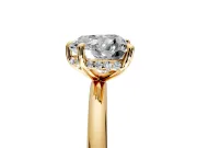 Hidden Halo Engagement Ring Setting for Heart-Shaped Center with Thin Rounded Band and Prong Head in Yellow Gold