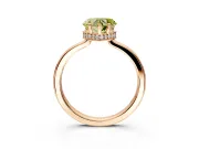 Hidden Halo Engagement Ring Setting for Fancy Yellow Heart-Shaped Center with Wide Flat Plain Band and Prong Head in Rose Gold