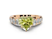 Solitaire Engagement Ring Setting for Fancy Yellow Heart-Shaped Center with Graduated Shared Prongs and Prong Head in Rose Gold