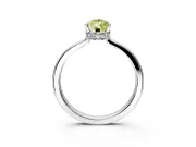 Hidden Halo Engagement Ring Setting for Fancy Yellow Pear-Shaped Center with Wide Flat Plain Band and Prong Head in Platinum