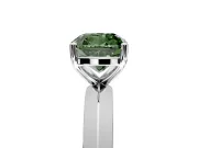 Solitaire Engagement Ring Setting for Fancy Green Cushion Cut Center with Wide Knife Ridge Band and Prong Head in Sterling Silver