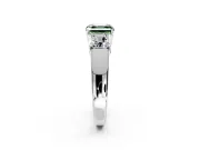 3 Stone Engagement Ring Setting for Fancy Green Asscher Cut Center with Raised Basket Heads and Prong Head in White Gold