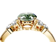 Solitaire Engagement Ring Setting for Fancy Green Oval Center with Marquise Flower Shoulders and Prong Head in Yellow Gold