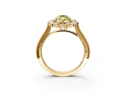 Milgrain Halo Engagement Ring Setting for Fancy Yellow Marquise Center with Bezel Point Accents and Prong Head in Yellow Gold