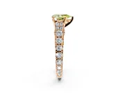 Solitaire Engagement Ring Setting for Fancy Yellow Pear-Shaped Center with Pave Cathedral Shoulders and Prong Head in Rose Gold