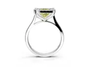 Single Halo Engagement Ring Setting for Fancy Yellow Princess Cut Center with Corner Claws, Plain Band and Prong Head in White Gold
