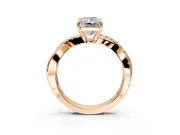 Crossover Engagement Ring Setting for Radiant Cut Center with Pave and Plain Strands and Prong Head in Rose Gold