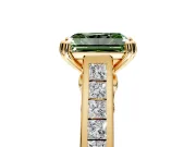 Solitaire Engagement Ring Setting for Fancy Green Radiant Cut Center with Channel Band and Double Claw Prong Head in Yellow Gold