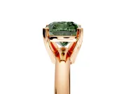 Solitaire Engagement Ring Setting for Fancy Green Cushion Cut Center with Wire Band and Prong Head in Rose Gold