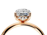 Hidden Halo Engagement Ring Setting for Radiant Cut Center with Thin Round-Wire Band and Prong Head in Rose Gold