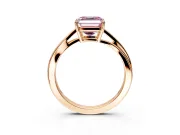 Solitaire Engagement Ring Setting for Fancy Pink Asscher Cut Center with Plain Bypass Twist Band and Prong Head in Rose Gold
