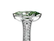 Solitaire Engagement Ring Setting for Fancy Green Marquise Center with Pave Rail Split Shank and Prong Head in Platinum
