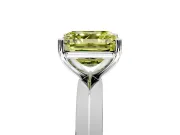 Solitaire Engagement Ring Setting for Fancy Yellow Asscher Cut Center with Wide Knife Ridge Band and Prong Head in Platinum