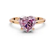 Minimalist Solitaire Engagement Ring Setting for Fancy Pink Heart-Shaped Center with Thin Band and Prong Head in Rose Gold