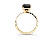 Solitaire Engagement Ring Setting for Fancy Black Asscher Cut Center with Pave Accents and Prong Head in Yellow Gold