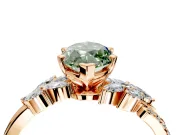 Solitaire Engagement Ring Setting for Fancy Green Marquise Center with Marquise Accent Twist Band and Prong Head in Rose Gold