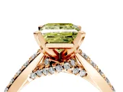 Solitaire Engagement Ring Setting for Fancy Yellow Princess Cut Center with Crossover Accents and Prong Head in Rose Gold