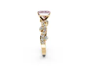 Solitaire Engagement Ring Setting for Fancy Pink Radiant Cut Center with Bar-Station Pave Twist and Prong Head in Yellow Gold