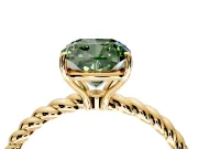 Solitaire Engagement Ring Setting for Fancy Green Cushion Cut Center with Plain Twisted Rope Band and Prong Head in Yellow Gold