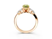 Leaf Cluster Engagement Ring Setting for Fancy Yellow Radiant Cut Center with Marquise Accents and Prong Head in Rose Gold