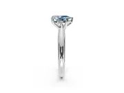 Solitaire Engagement Ring Setting for Fancy Blue Pear-Shaped Center with Reverse Tapered Band and Prong Head in Sterling Silver
