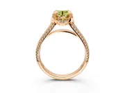 Solitaire Engagement Ring Setting for Fancy Yellow Round Cut Center with Accented Split Shank and Prong Head in Rose Gold