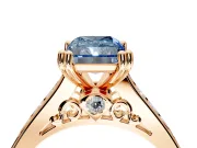 Solitaire Engagement Ring Setting for Fancy Blue Radiant Cut Center with Channel Band and Double Claw Prong Head in Rose Gold