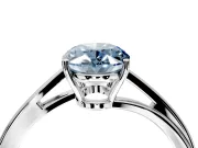 Solitaire Engagement Ring Setting for Fancy Blue Oval Center with Plain Bypass Twist Band and Prong Head in Sterling Silver