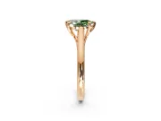 Solitaire Engagement Ring Setting for Fancy Green Pear-Shaped Center with Cathedral Band and Prong Head in Rose Gold