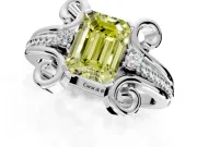 Solitaire Engagement Ring Setting for Fancy Yellow Emerald Cut Center with Twisted Band and Scroll Prong Head in Sterling Silver