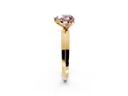 Solitaire Engagement Ring Setting for Fancy Pink Heart-Shaped Center with Wide Knife Ridge Band and Prong Head in Yellow Gold