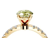 Open Basket Engagement Ring Setting for Fancy Yellow Oval Center with Pave Band and Prong Head in Yellow Gold