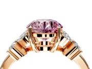 Floral Engagement Ring Setting for Fancy Pink Round Cut Center with Marquise Cluster Shoulders and Prong Head in Rose Gold