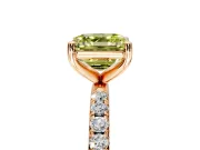 Solitaire Engagement Ring Setting for Fancy Yellow Asscher Cut Center with Micro Pave Band and Prong Head in Rose Gold
