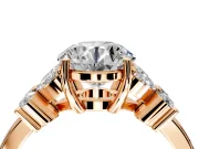 Floral Engagement Ring Setting for Round Cut Center with Marquise Cluster Shoulders and Prong Head in Rose Gold