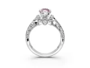 Solitaire Engagement Ring Setting for Fancy Pink Marquise Center with Filigree Accent Basket and Prong Head in White Gold