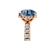 Solitaire Engagement Ring Setting for Fancy Blue Round Cut Center with Band of Accents and Prong Head in Rose Gold