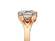 Solitaire Engagement Ring Setting for Asscher Cut Center with Plain Split Shank and Prong Head in Rose Gold
