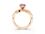Solitaire Engagement Ring Setting for Fancy Pink Cushion Cut Center with Criss-Cross Accent Band and Prong Head in Rose Gold