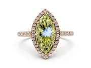 Halo Engagement Ring Setting for Fancy Yellow Marquise Center with Pave Accents, Heart Basket and Prong Head in Rose Gold